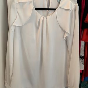 Cece white long sleeve blouse